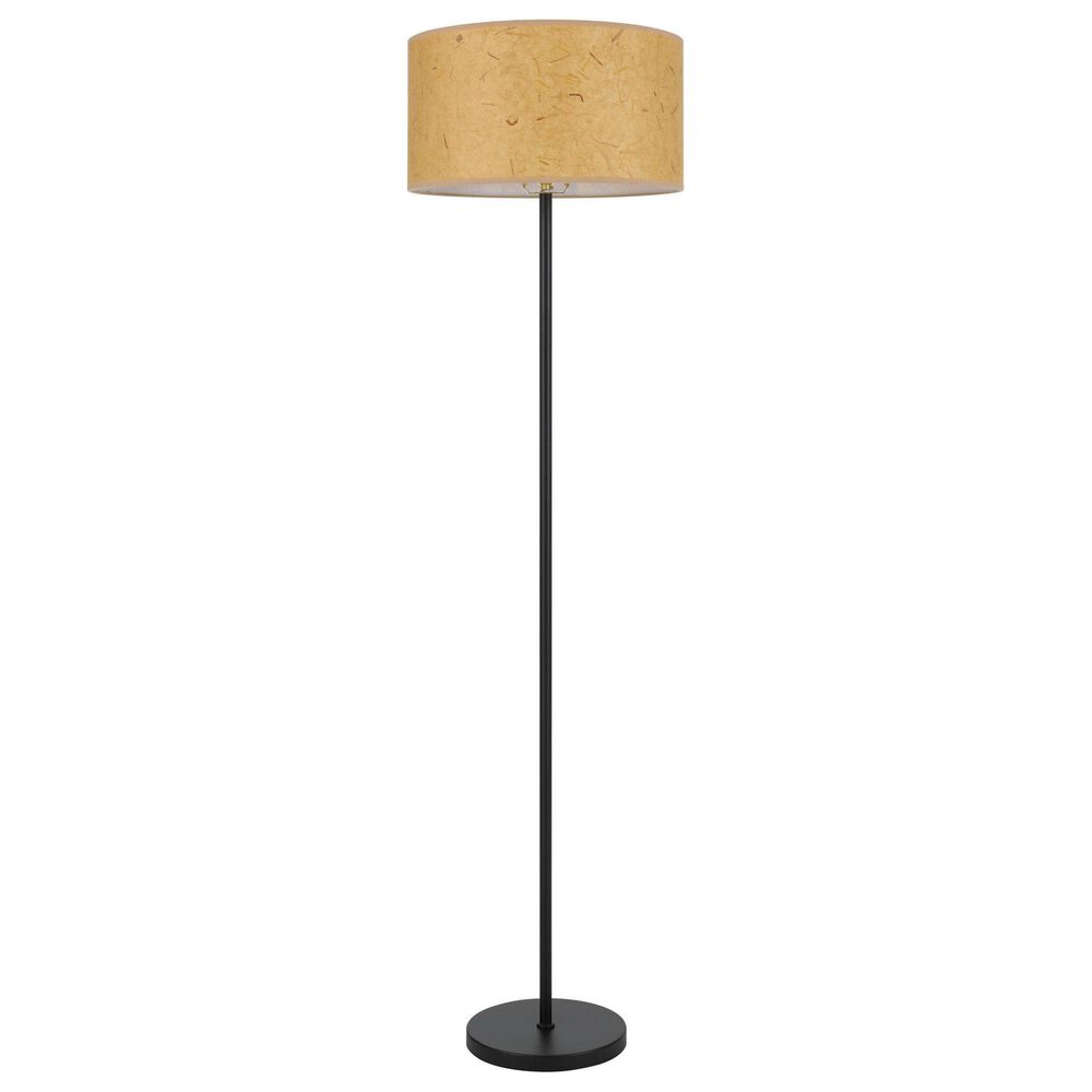 Cal Lighting Octavia Pole Lamp with Brown Paper Shade in Black, , large