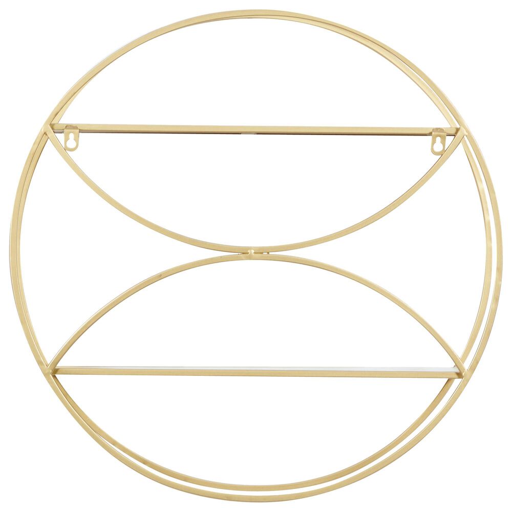 CosmoLiving by Cosmopolitan 22&quot; x 22&quot; Wall Shelf in Gold and Light Natural Brown, , large