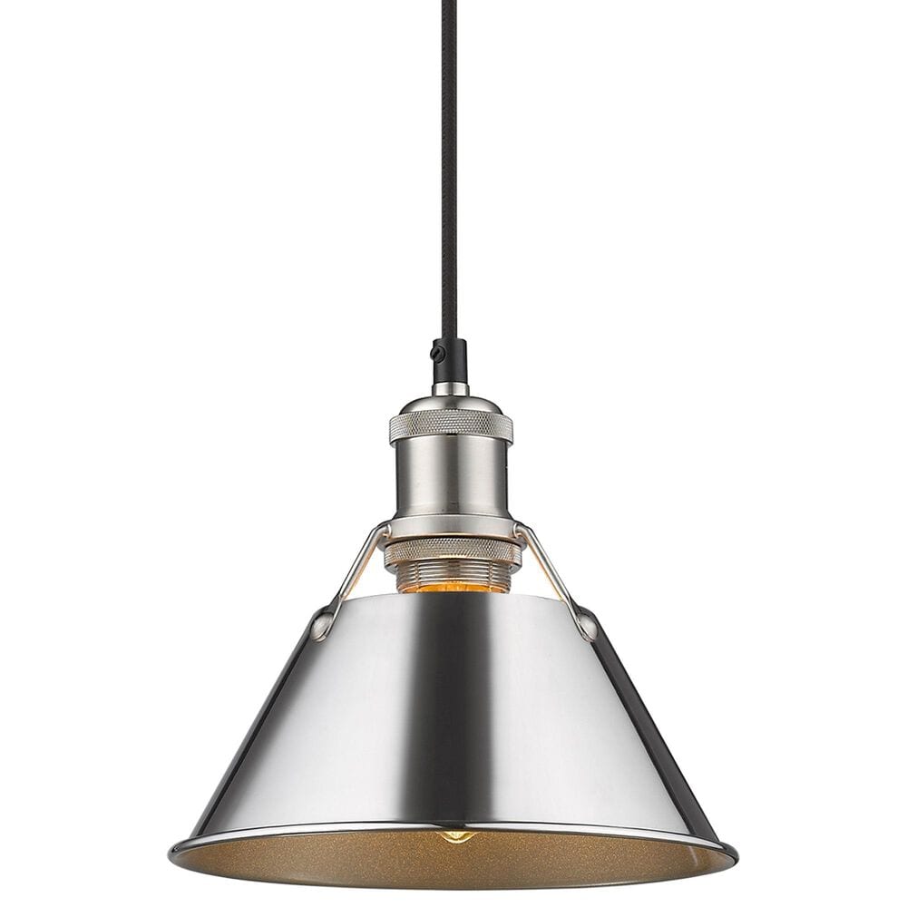 Golden Lighting Orwell 1-Light Small Pendant with Chrome Shade in Pewter, , large