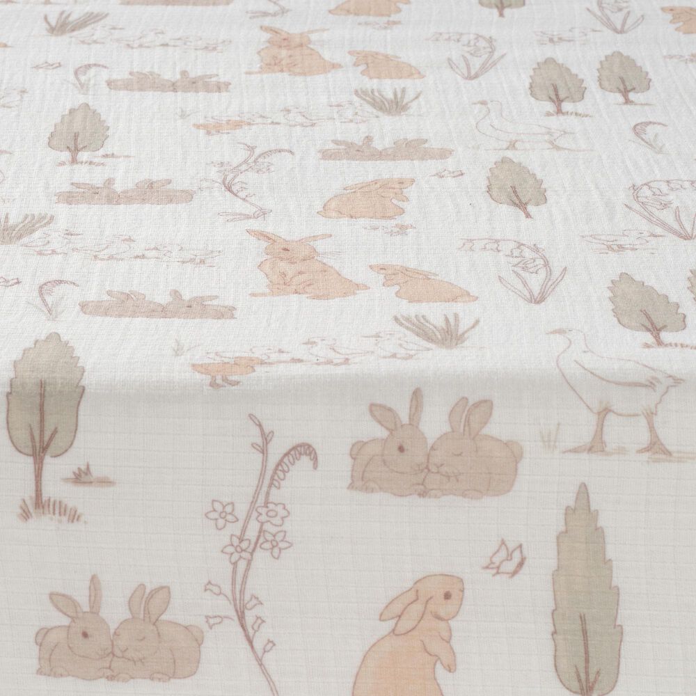 Lambs &amp; Ivy Bunny Hop Fitted Crib Sheet in White, , large
