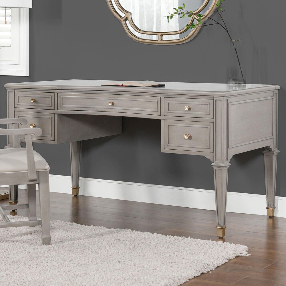 Hearth and Haven Dauphin Executive Desk in Grey and Gold, , large