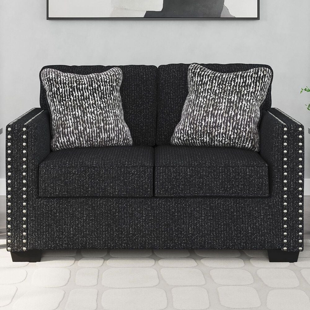 Ashley Jasmine Peaks Stationary Loveseat in Coal, , large