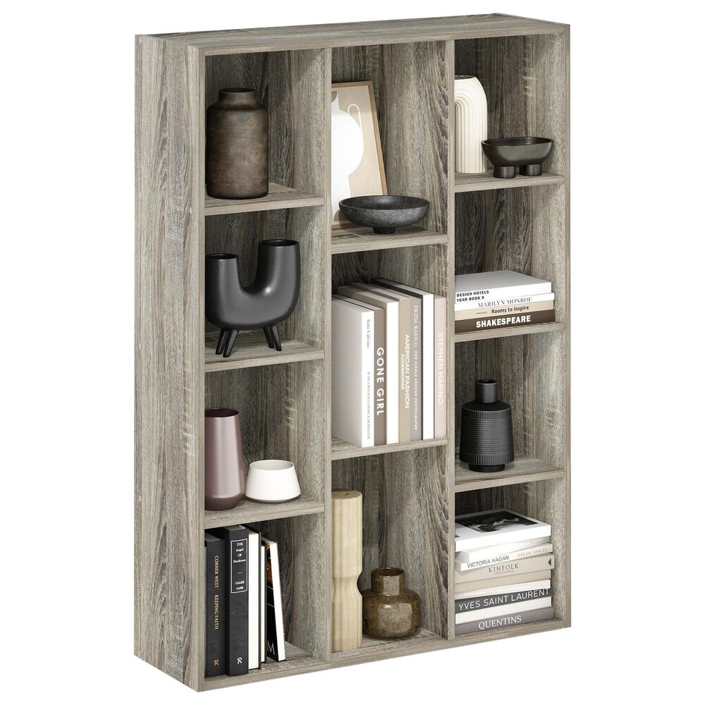 HOMLUX 11-Cube Reversible Open Shelf Bookshelf in French Oak, , large