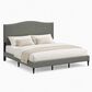 Glideaway Leighford King Upholstered Platform Panel Bed in Stone Mist, , large