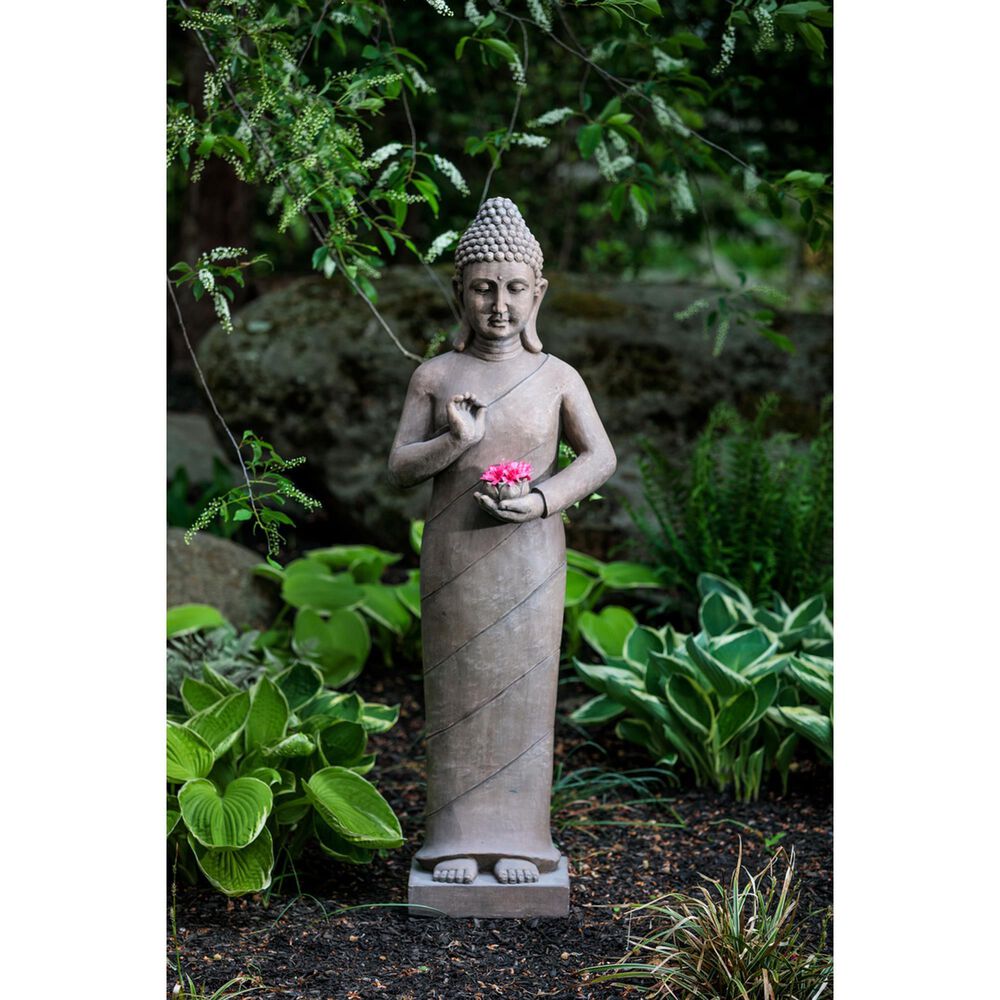 Alfresco Home Standing Thai Buddha Patio Statue in Grey, , large