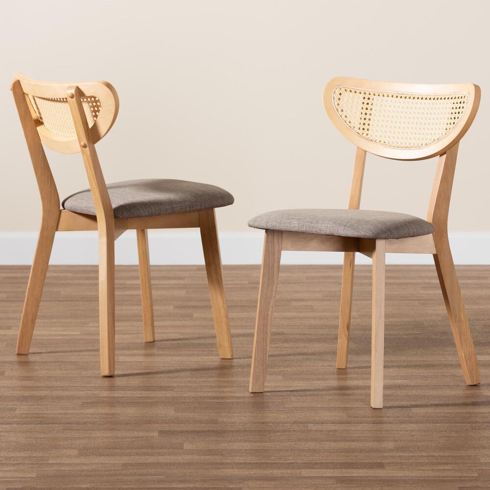 Baxton Studio Dannell Side Chair in Natural Oak and Light Brown (Set of 2), , large