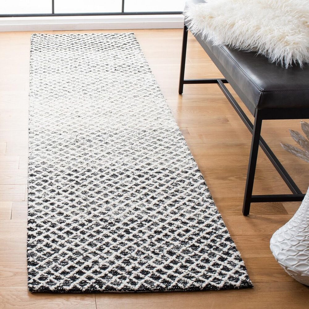 Safavieh Micro-Loop 2&#39;3&quot; x 9&#39; Black and Ivory Runner, , large