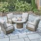 Ashley Rainier Ranch 5-Piece Fire Pit Chat Set in Beige, , large