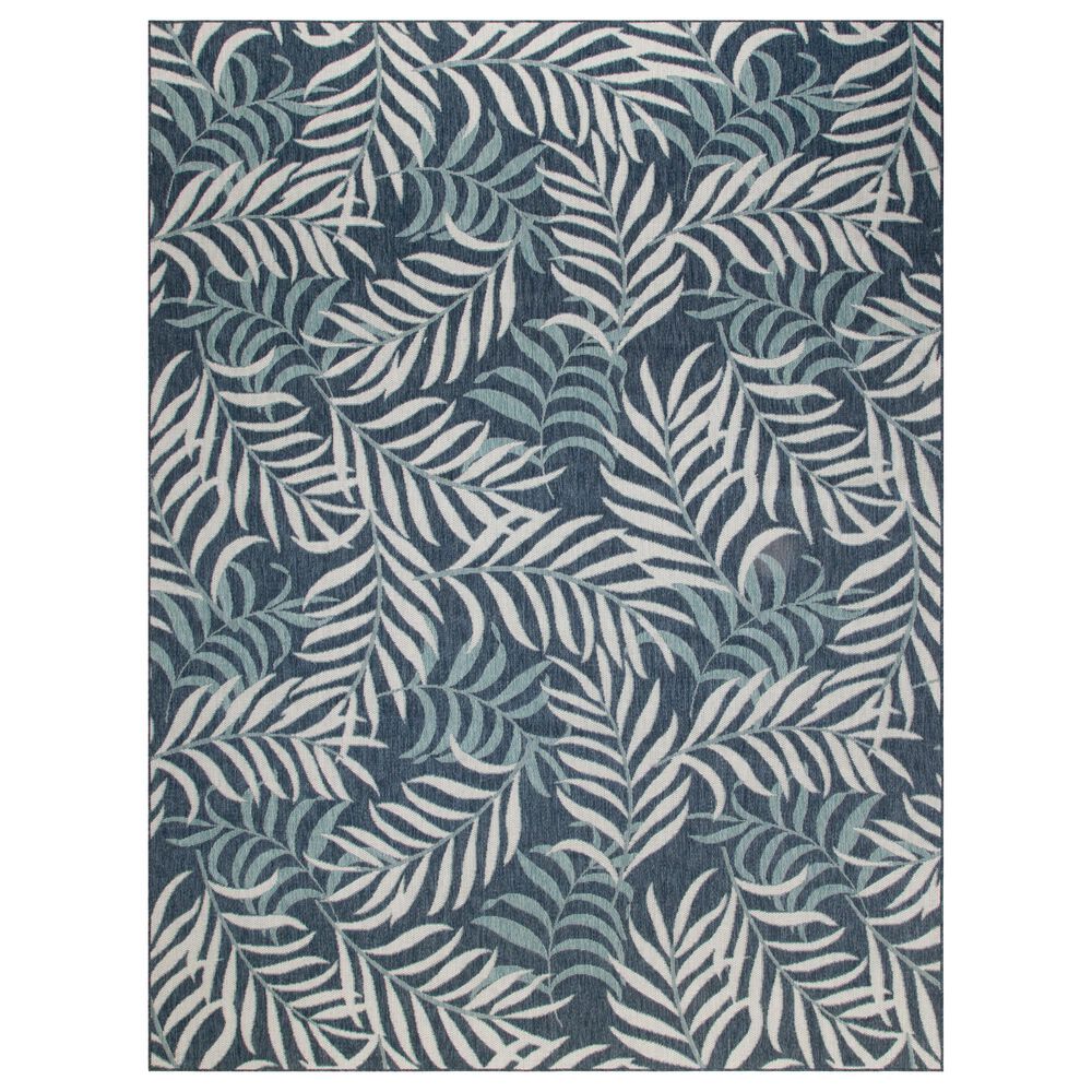 Nourison Garden Oasis Ivory and Navy 8&#39; x 10&#39; Indoor/Outdoor Area Rug, , large
