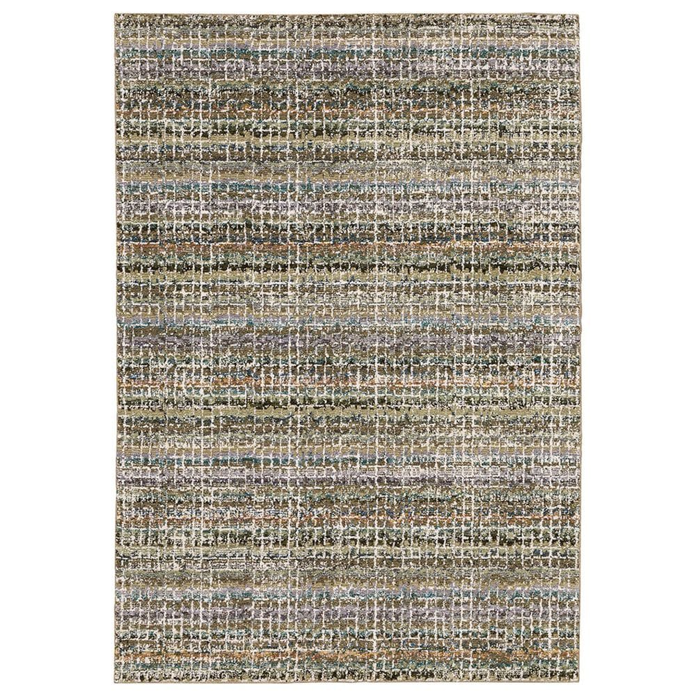 Oriental Weavers Atlas Stripe 747A0 10" x 13"2" Green Area Rug, , large