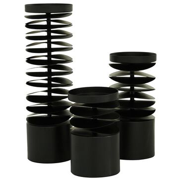 Maple and Jade Metal Decorative Candle Holder in Matte Black (Set of 3), , large
