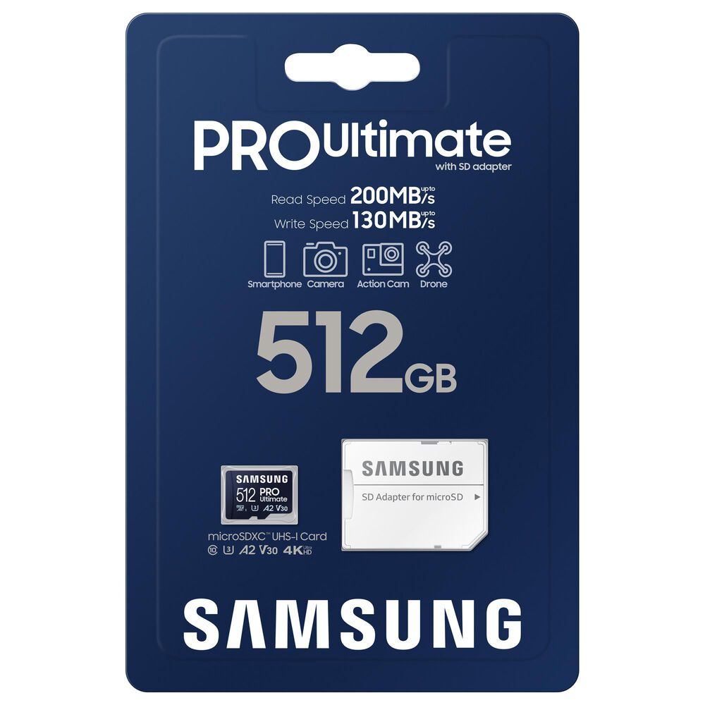 Samsung 512GB Pro Ultimate MicroSD Memory Card in Blue