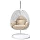 Leisuremod Patio Hanging Egg Swing Chair with Taupe Cushion in White, , large