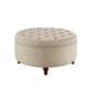 Linden Boulevard Bella Round Ottoman in Tan, , large