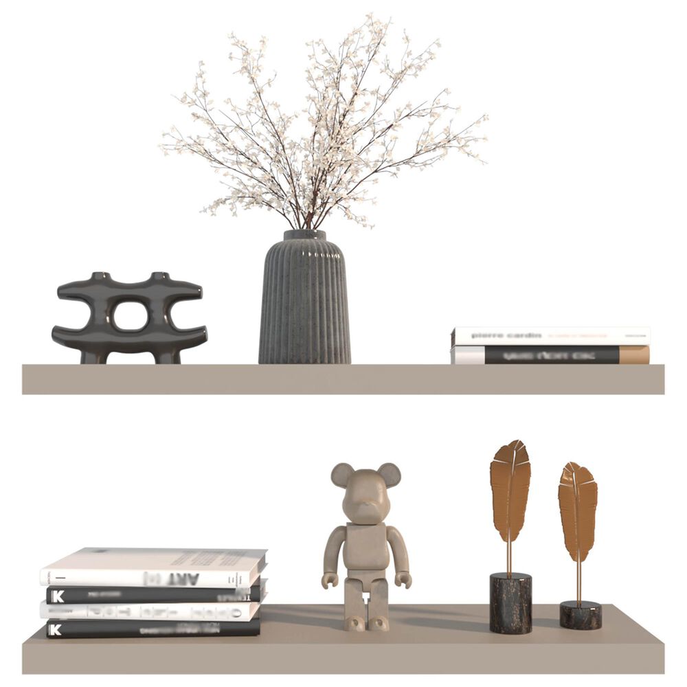 Hearth and Haven 32" Floating Wall Shelf in Taupe (Set of 2), , large