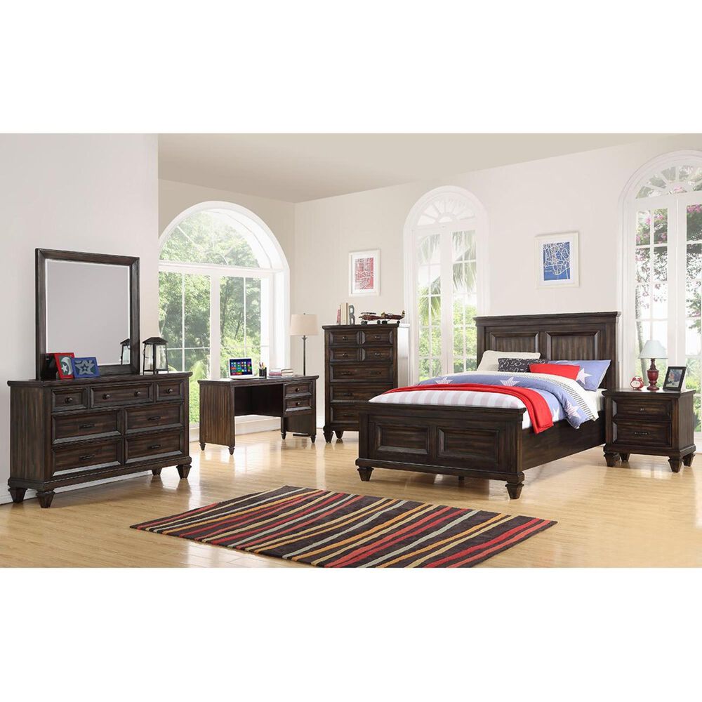 New Heritage Design Sevllia 4 Piece Twin Bedroom Set in Distressed Walnut, , large