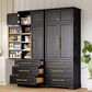 HOMLUX 78.2" Tall Farmhouse Kitchen Pantry Cabinet with 8 Door Shelves, Storage Cabinet with 3 Adjustable Shelves, 3 Large Drawers, Versatile Cupboard for Kitchen, Dining & Bathroom, Ash Black, , large