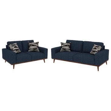 Golden Wave Furniture Heath Stationary Sofa and Loveseat Set in Navy, , large