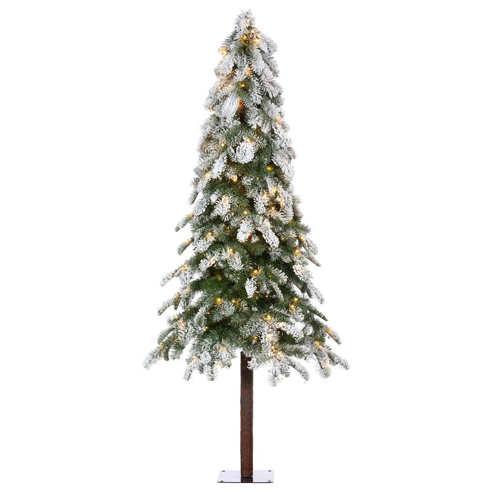 The Gerson Company 6" Snowy Downswept Alpine Tree in Green, , large