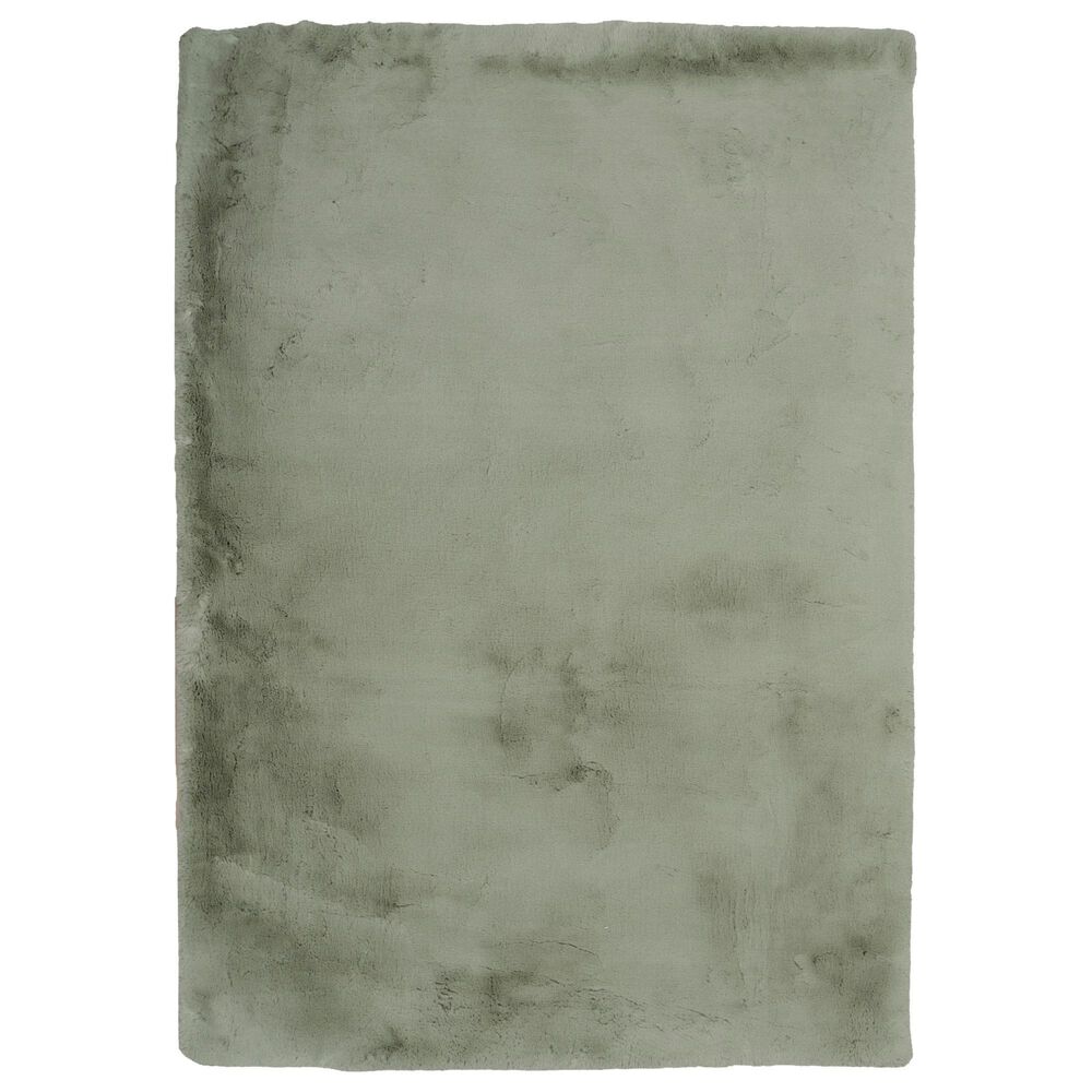 Linon Maven Faux Rabbit 5" x 7" Plush Green Area Rug, , large