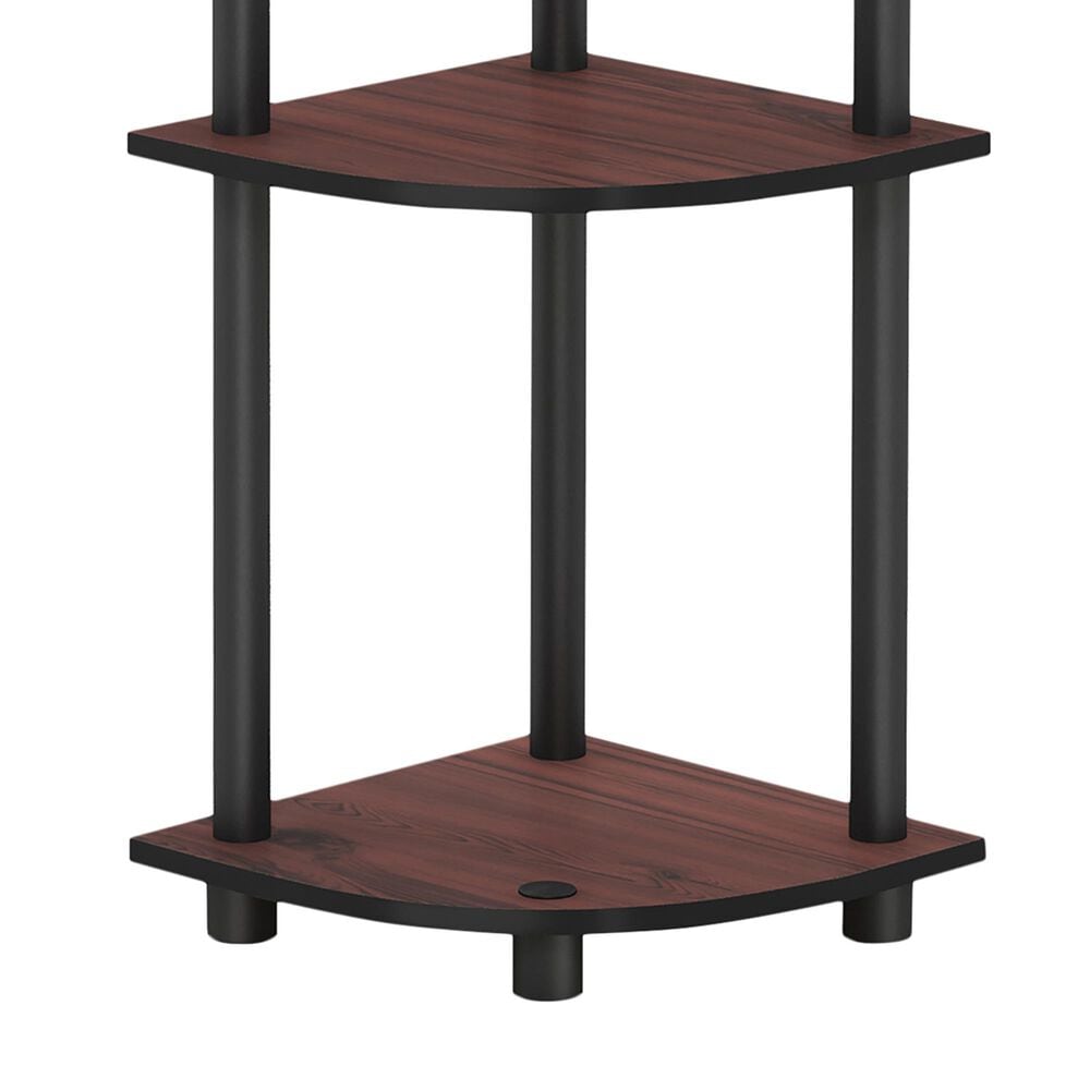 HOMLUX Turn-N-Tube 3-Tier Corner Bookshelf in Dark Cherry and Black, , large