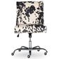 Linon Home Decor Draper Office Chair with Black and White Cow Cushion in Chrome, , large