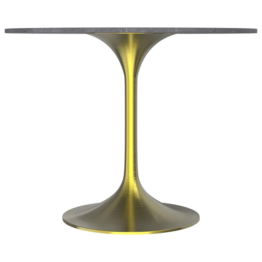 Leisuremod LeisureMod Verve Collection 36 Round Dining Table, Brushed Gold Base with Sintered Stone Grey Top, , large