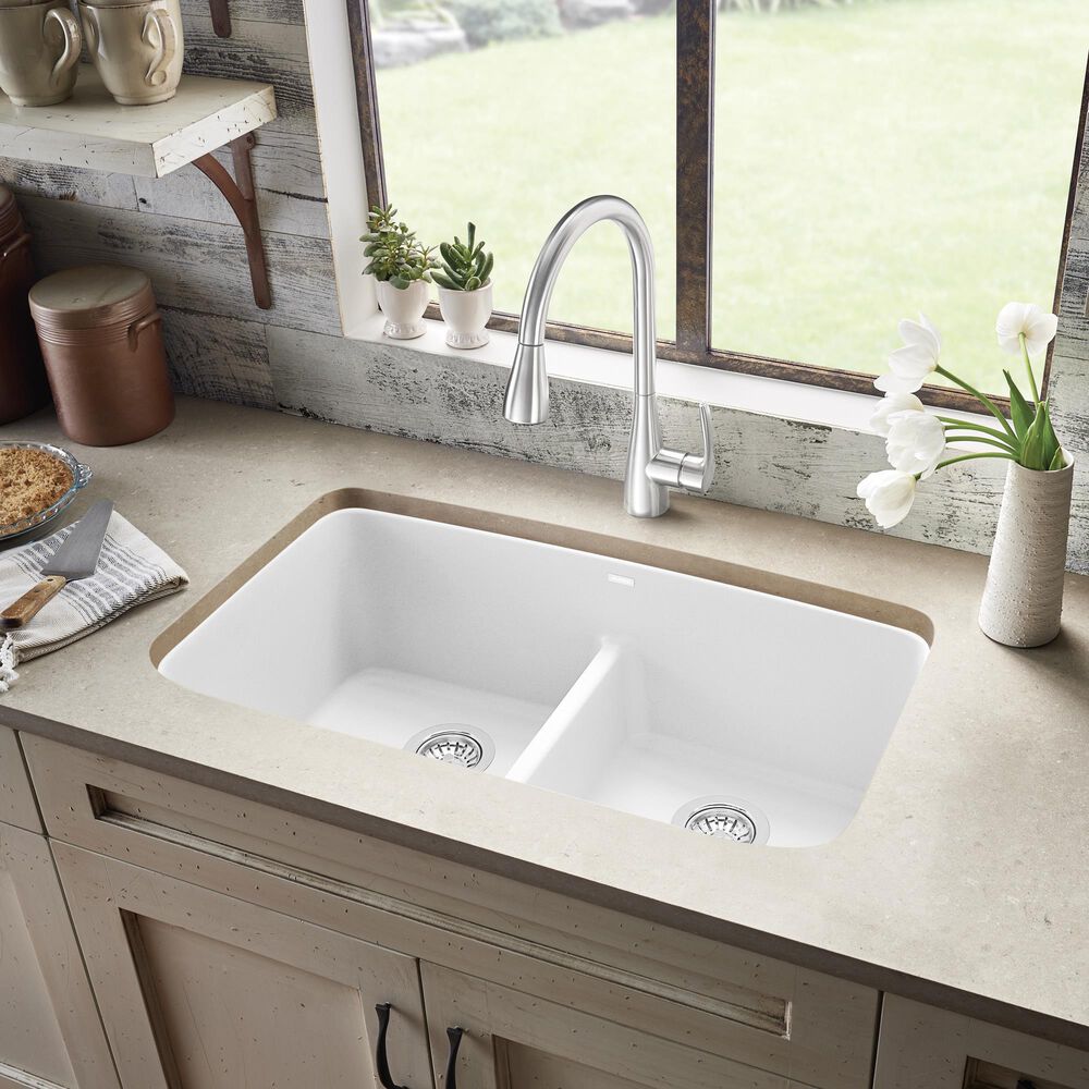 Blanco Valea 50/50 Equal Double Low Divide Sink in White, , large