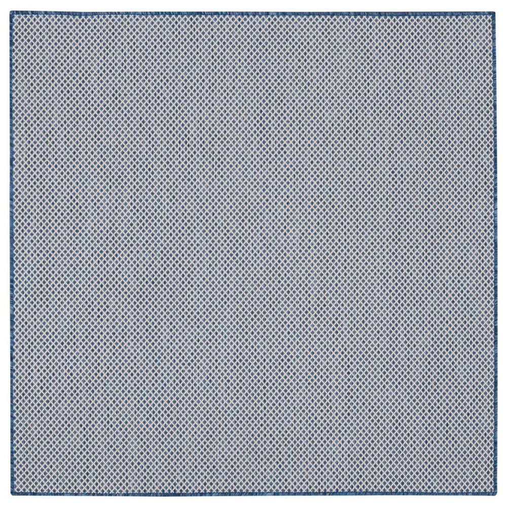 Nourison Courtyard Ivory and Blue 4&#39; Square Indoor/Outdoor Area Rug, , large
