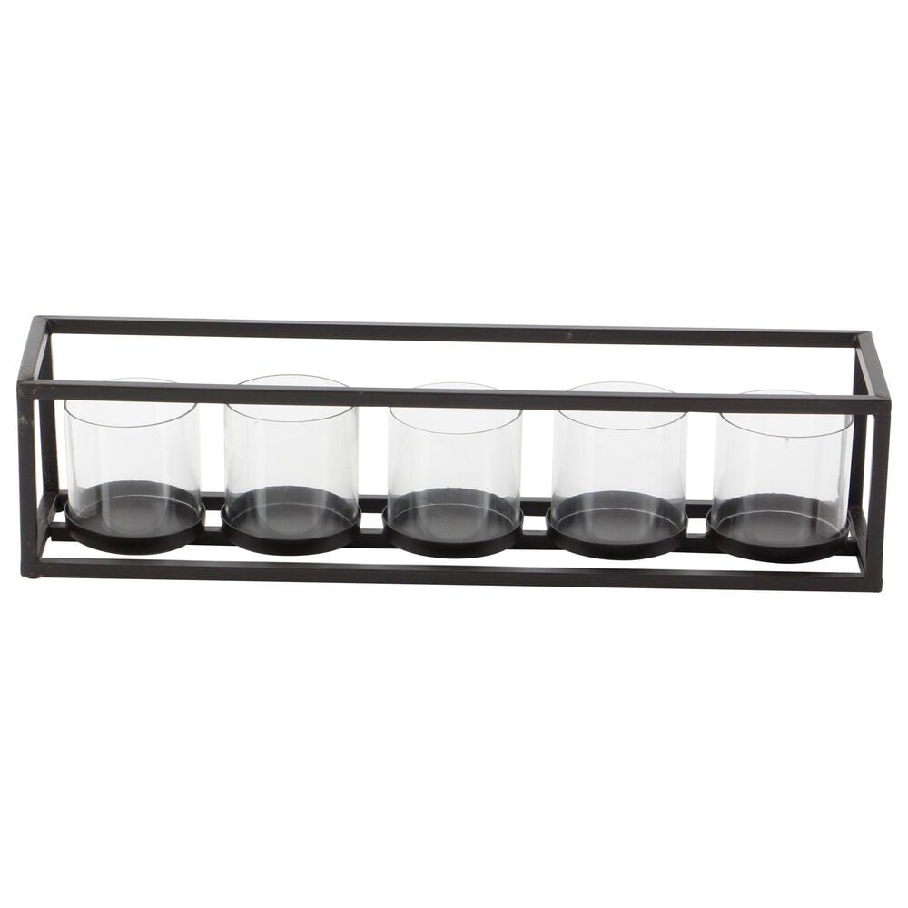 Maple and Jade 5-Glass Sleeve Decorative Candelabra in Matte Black and Clear, , large