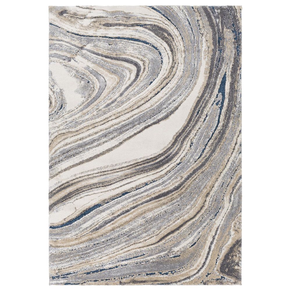 Surya Tuscany TUS-2315 6"7" x 9"6" Cream, Khaki, Gray, Charcoal and Blue Area Rug, , large