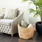 Maple and Jade Large Woven Storage Basket with Ring Metal Handles in Brown, , large