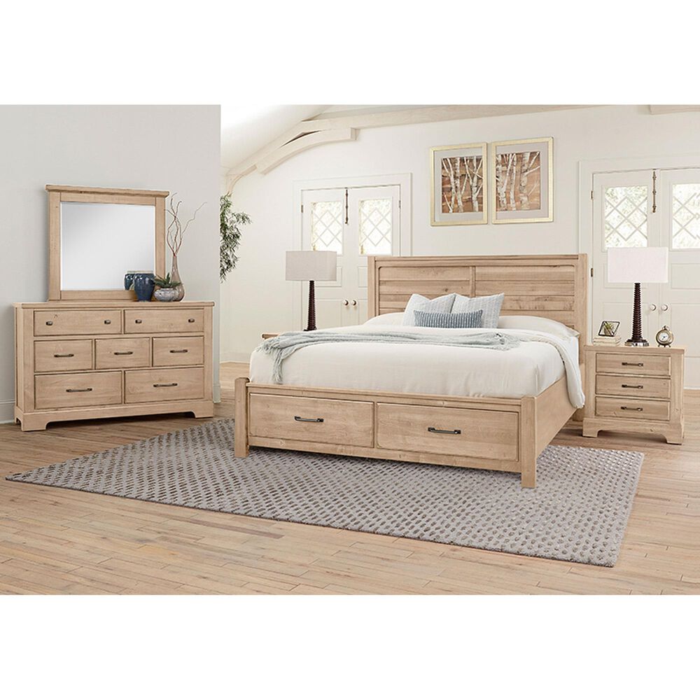 Viceray Collections Cool Rustic 4-Piece King Plank Bedroom Set with Storage in Clear Maple, , large