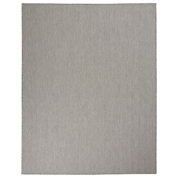 Nourison Courtyard Ivory and Charcoal 9" x 12" Indoor/Outdoor Area Rug, , large
