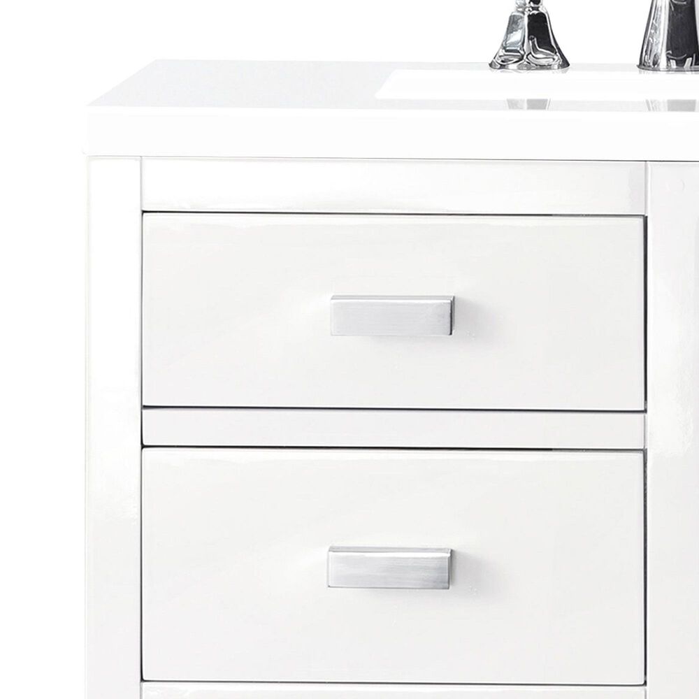 James Martin Vanities Addison 30" Single Vanity Cabinet in Glossy White with 3 cm White Zeus Quartz Top and Rectangular Sink, , large