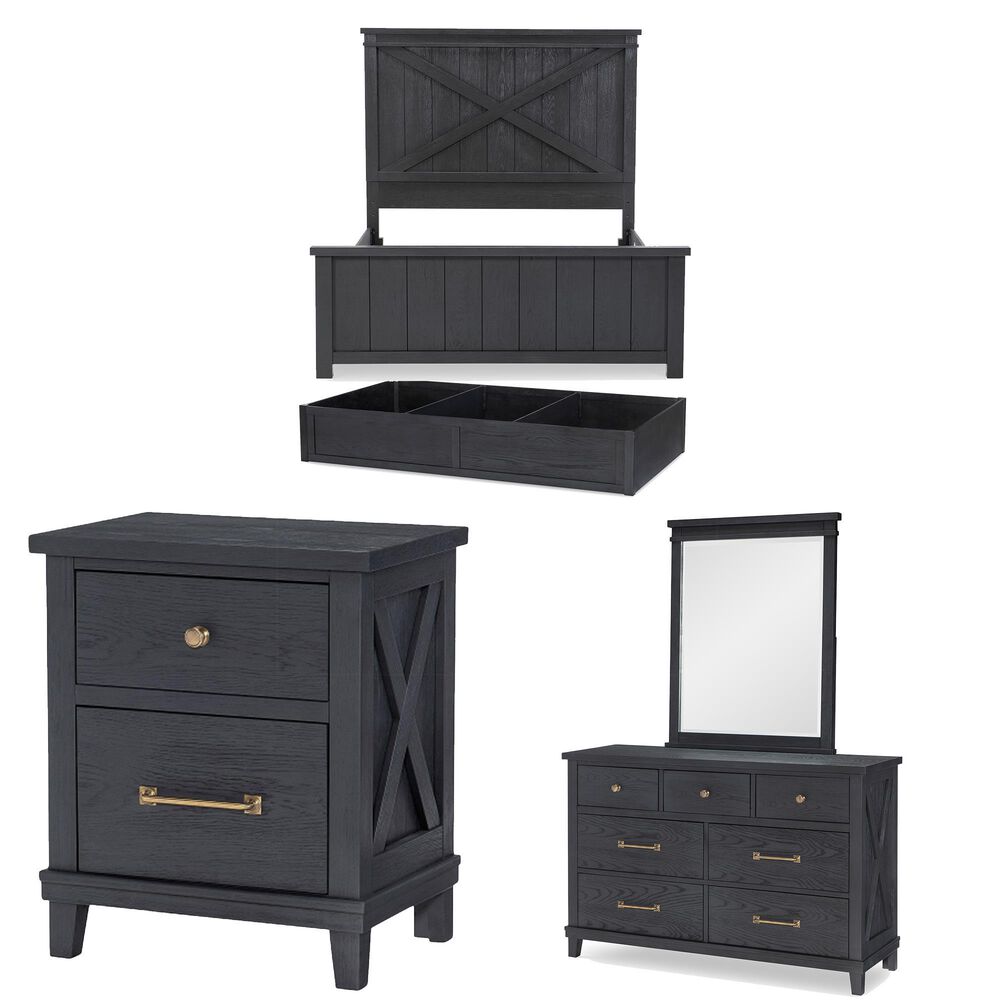 Legacy Classic Flatiron 4-Piece Full Trundle Bedroom Set in Midnight, , large