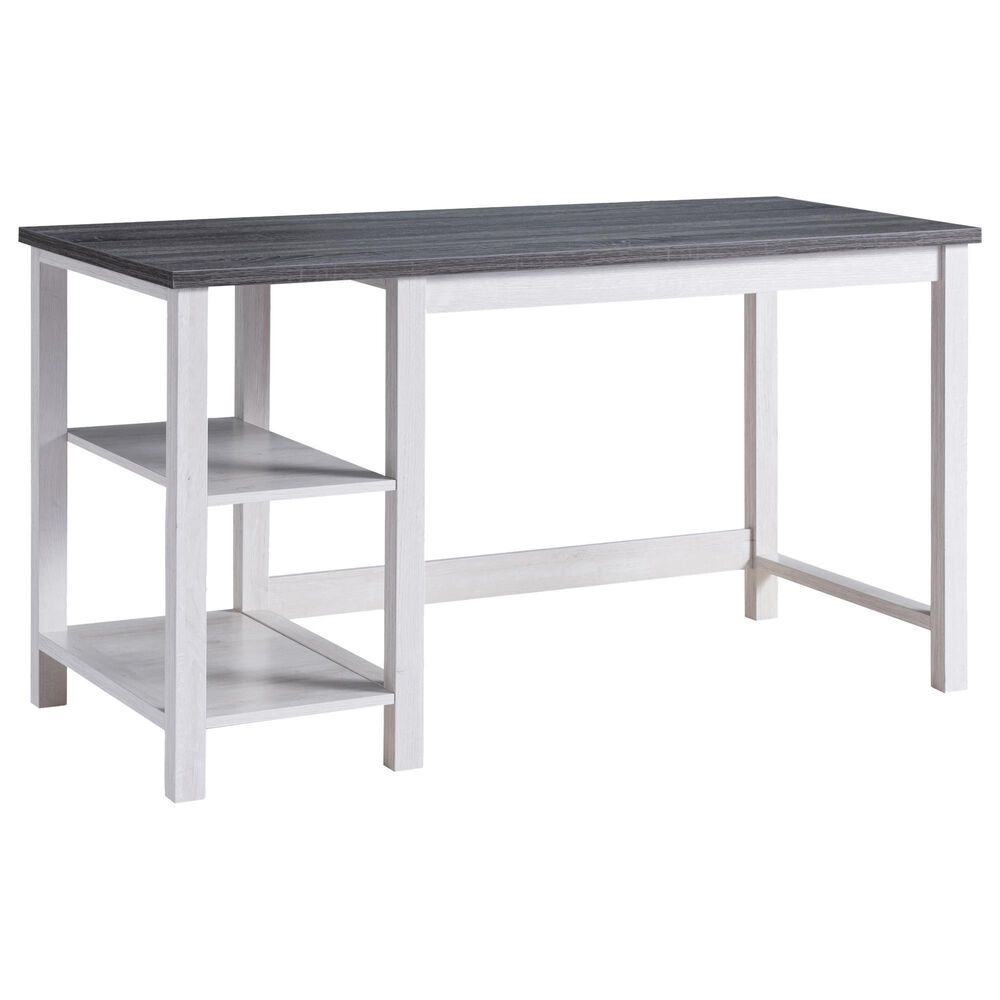 Furniture of America Mccgrath Writing Desk in Distressed Gray and White Oak, , large