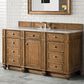 James Martin Vanities Bristol 60" Single Bathroom Vanity in Saddle Brown with 3 cm Carrara White Marble Top and Rectangular Sink, , large