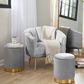 Lumisource Marla 2-Piece Nesting Pleated Ottoman Set in Grey, , large
