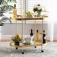 Baxton Studio Kamal 2-Tier Mobile Wine Bar Cart in Brushed Gold and Clear, , large