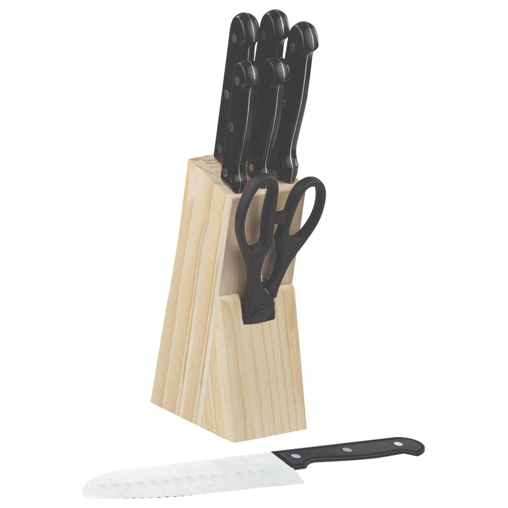 Home Basics 7-Piece Knife Block Cutlery Set in Black, , large