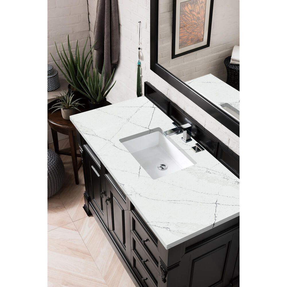 James Martin Vanities Brookfield 48&quot; Single Bathroom Vanity in Antique Black with 3 cm Ethereal Noctis Quartz Top and Rectangle Sink, , large