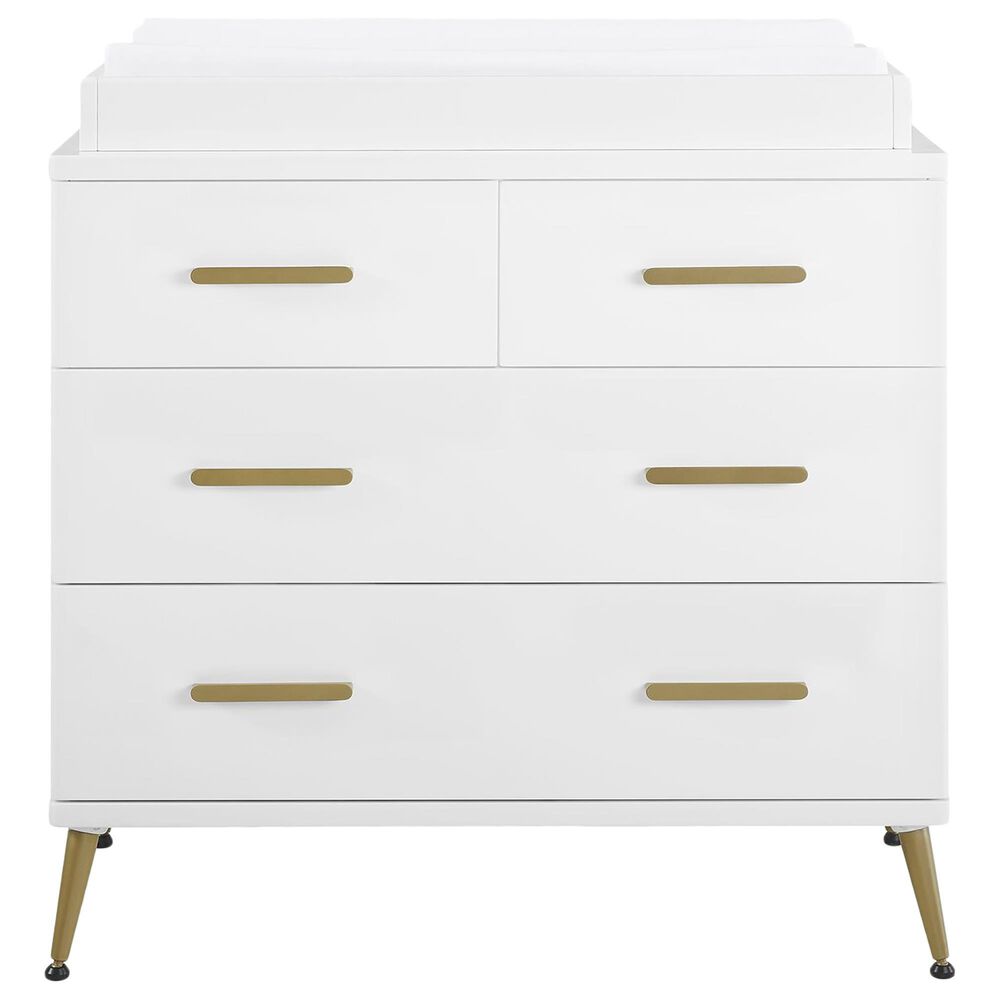 Delta Sloane 4 Drawer Dresser with Changing Top in White and Melted Bronze, , large