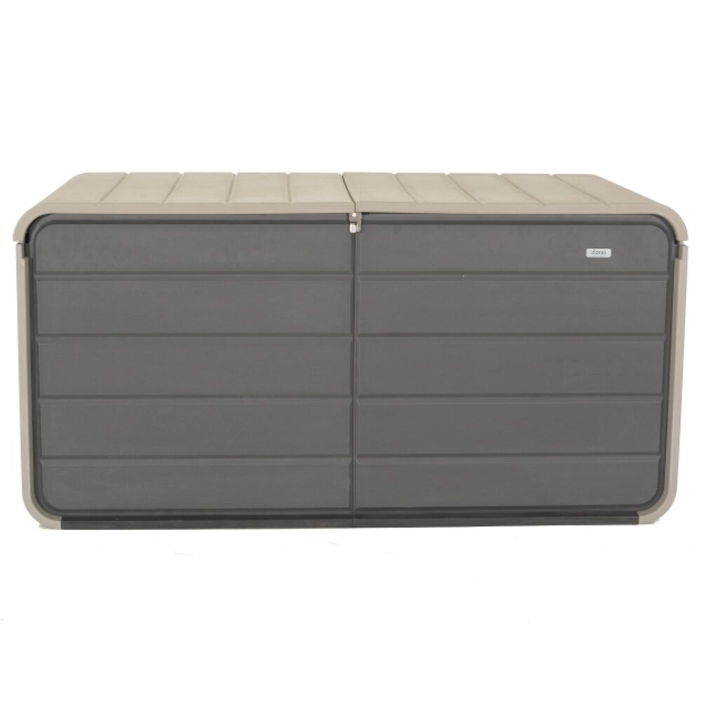 HOMLUX 260 Gal. Outdoor Storage Deck Box with Lock and Wheels in Gray, , large