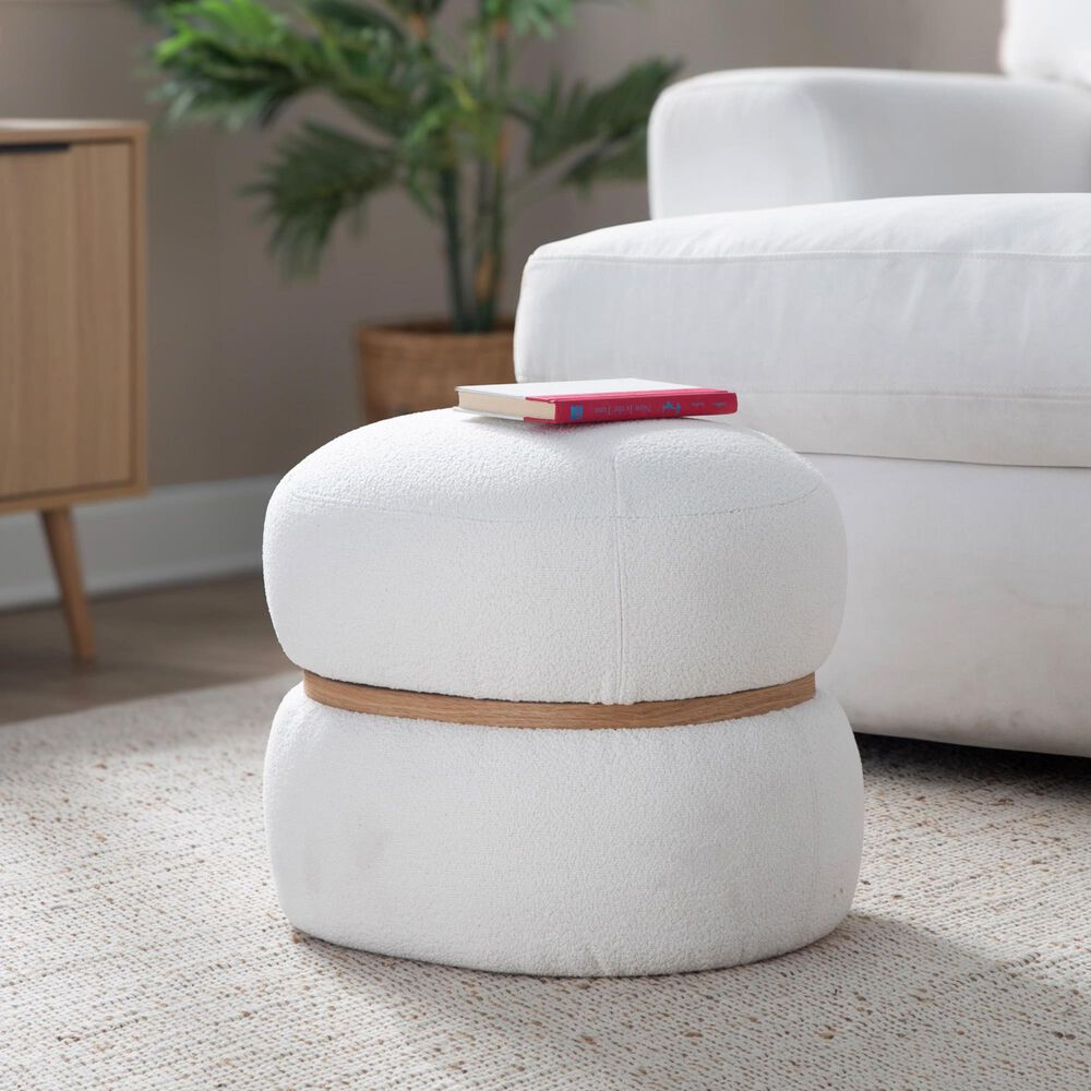 Lumisource Cinch Pouf Ottoman in Cream, , large