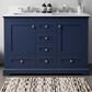 Lexora Home Dukes 48" Double Bathroom Vanity in Navy Blue with 2 cm White Cultured Marble Top and Rectangular Sinks, , large