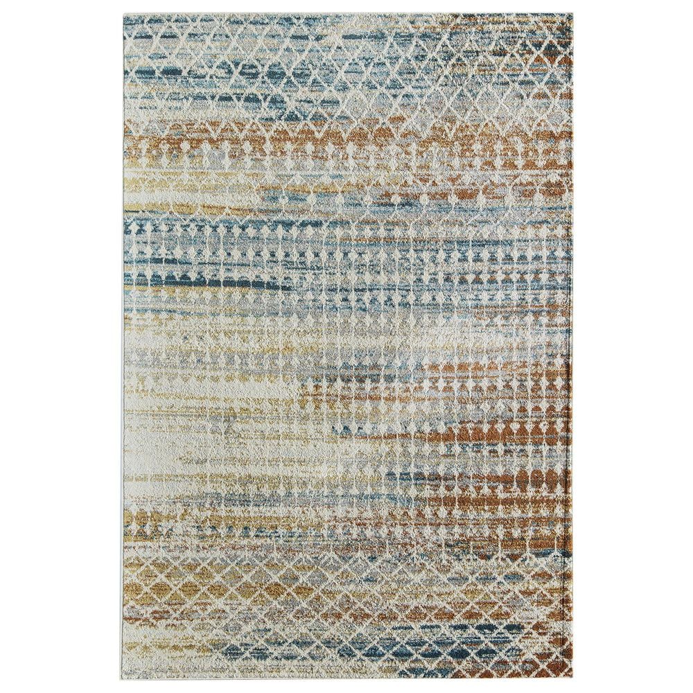 Rugs America Taylor Tribal Harvest 2" x 4" Ivory and Orange Area Rug, , large