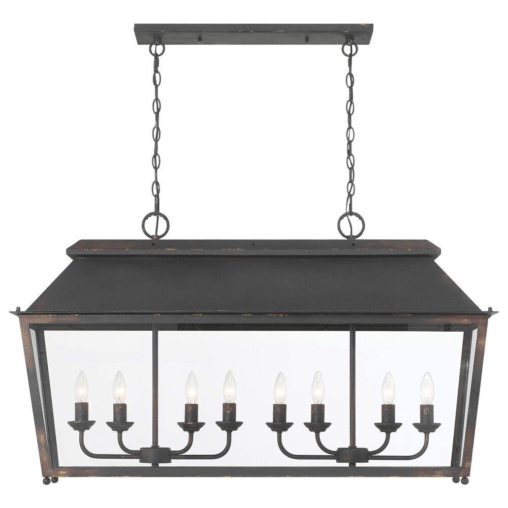 Golden Lighting Abingdon 8-Light Linear Pendant in Antique Black, , large