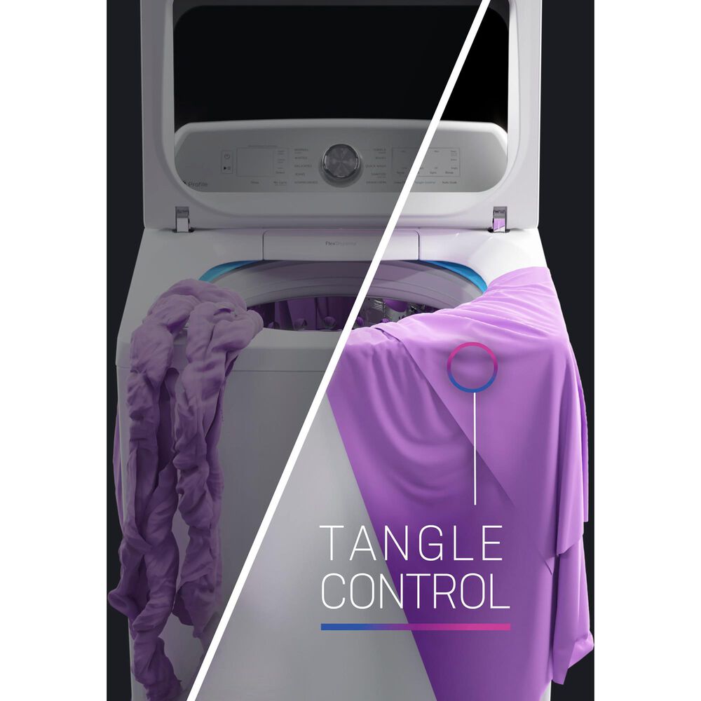 GE Profile 5 Cu. Ft. Top Load Impeller Washer and 7.4 Cu. Ft. Electric Dryer Laundry Pair in White, , large