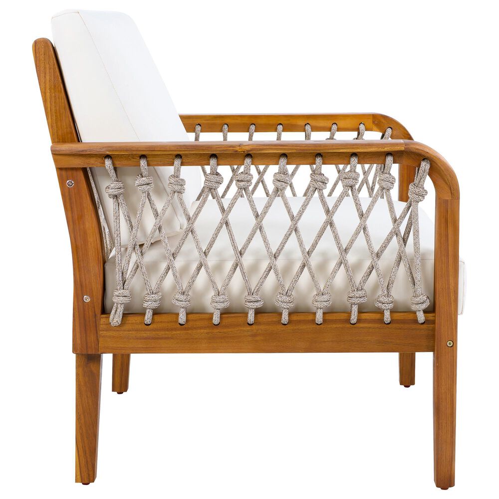Hearth and Haven 2-Piece Outdoor Conversation Set with Cream Cushion in Light Teak, , large